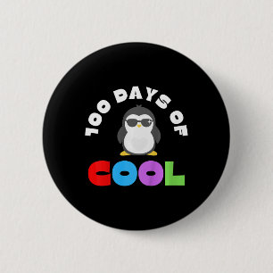 Badge Rond 5 Cm 100 jours d'école 100 jours de pengouin cool à l'é