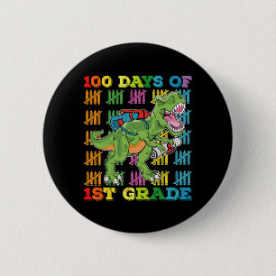 Badge Rond 5 Cm 100 jours d'école en 1re année T Rex dinosaure