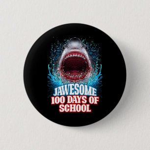 Badge Rond 5 Cm 100 jours d'école enfants adultes grand requin bla