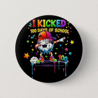 Badge Rond 5 Cm 100 Jours D'école Soccer Drip Enfants Garçons Drôl
