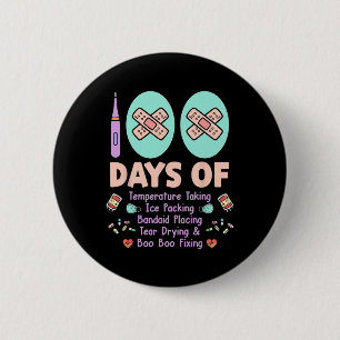 Badge Rond 5 Cm 100 Jours D'Infirmière Scolaire Emballage Byndaid 