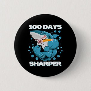 Badge Rond 5 Cm 100 Jours Sharper Shark Plaisir 100 Jours D'École