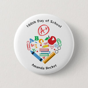 Badge Rond 5 Cm 100e Jour de l'école A+ Fournitures de l'école ens
