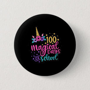 Badge Rond 5 Cm 100ème Jour De L'École Unicorne 100 Jours Magiques