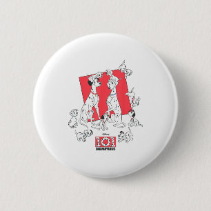 Badge Rond 5 Cm 101 dalmatiens pongo perdita chiots famille