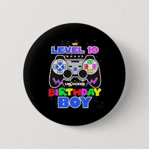 Badge Rond 5 Cm 10 Anniversaire déverrouillé Jeu vidéo garçon 10e
