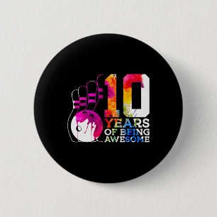Badge Rond 5 Cm 10 ans d'être merveilleux Bowling 10e anniversaire