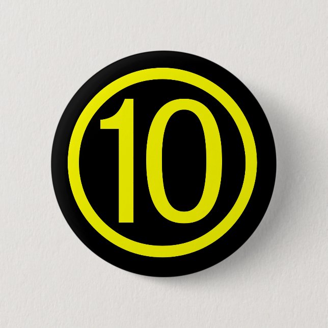Badge Rond 5 Cm 10 - numéro dix (Devant)