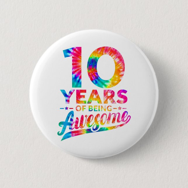 Badge Rond 5 Cm 10e anniversaire 10 ans teinture teint Ancien Homm (Devant)