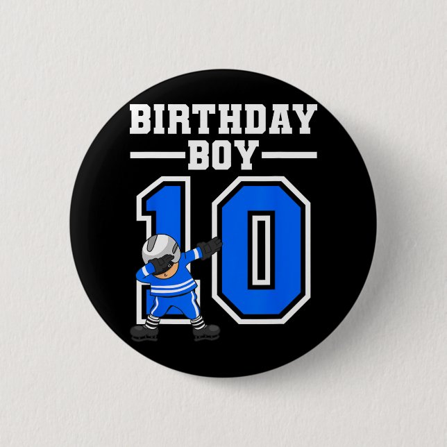 Badge Rond 5 Cm 10e anniversaire Cadeau Dix anniversaire de hockey (Devant)