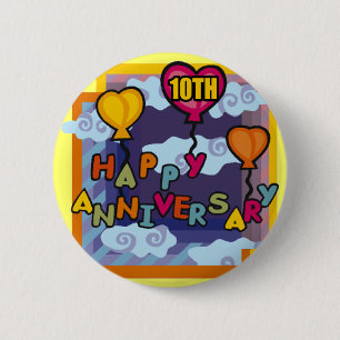 Badge Rond 5 Cm 10ème Cadeaux d'anniversaire de mariage