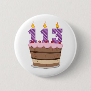 Badge Rond 5 Cm 113 ans sur le gâteau d'anniversaire