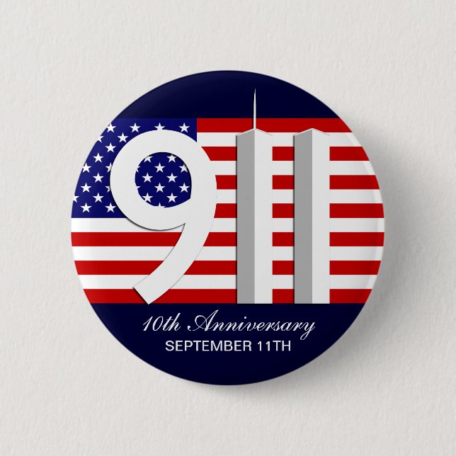 Badge Rond 5 Cm 11 septembre - 9/11 10èmes bornes de (Devant)
