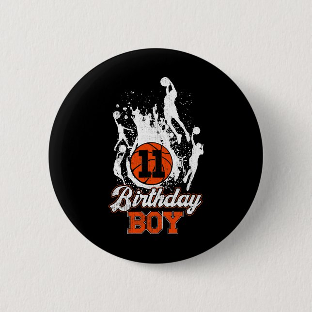 Badge Rond 5 Cm 11e anniversaire Bysketbyll thème Anniversaire gar (Devant)