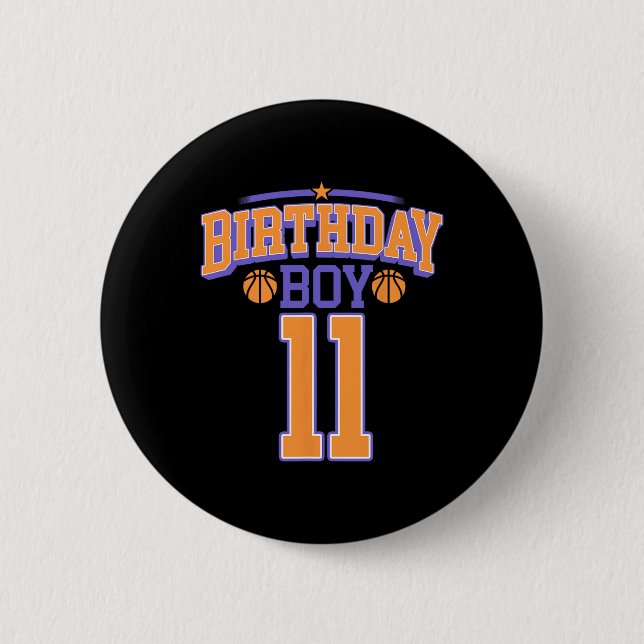 Badge Rond 5 Cm 11e anniversaire garçon Bysketbyll Lover 11 ans Bd (Devant)