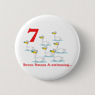 Badge Rond 5 Cm 12 jours sept cygnes a-nager