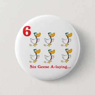 Badge Rond 5 Cm 12 jours six oies pondeuses