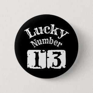 Badge Rond 5 Cm 13 - Lucky Numéro 13 Chuck