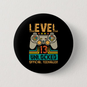 Badge Rond 5 Cm 13e anniversaire Gift Boys Niveau 13 déverrouill