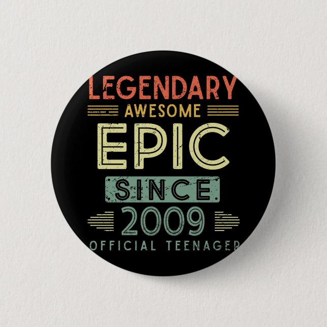 Badge Rond 5 Cm 13e anniversaire Légendaire 2009 Adolescent offici (Devant)