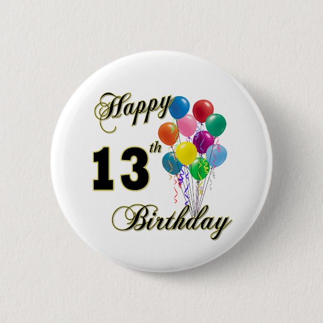 Badge Rond 5 Cm 13èmes cadeaux d'anniversaire et habillement (Devant)