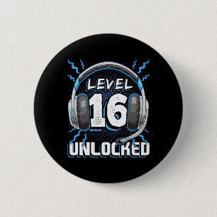 Badge Rond 5 Cm 16 Jeu Vidéo Déverrouillé 16e Anniversaire Jeu Pc 