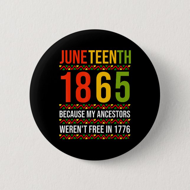 Badge Rond 5 Cm 1865 parce que mes ancêtres n'étaient pas libres (Devant)