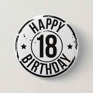 Badge Rond 5 Cm 18ème EFFET de TIMBRE d'ANNIVERSAIRE
