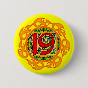 Badge Rond 5 Cm 19ème Bouton de fête d'anniversaire