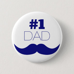 Badge Rond 5 Cm #1 Papa Blue Mustache