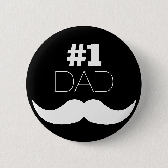 Badge Rond 5 Cm #1 Papa Mustache noire et blanche - Numéro un (Devant)