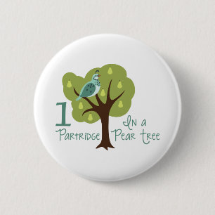 Badge Rond 5 Cm 1 Perdrix Dans L'Arbre À Poires