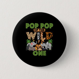 Badge Rond 5 Cm 1er anniversaire Zoo Safari Jungle Pop Pop de la f