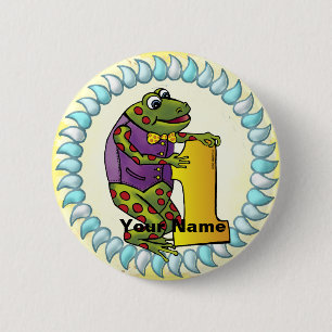 Badge Rond 5 Cm 1er bouton épingle de grenouille anniversaire