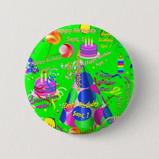Badge Rond 5 Cm 1er septembre Bouton d'anniversaire pour enfants (Devant)