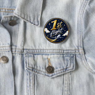 Badge Rond 5 Cm 1er vol avion