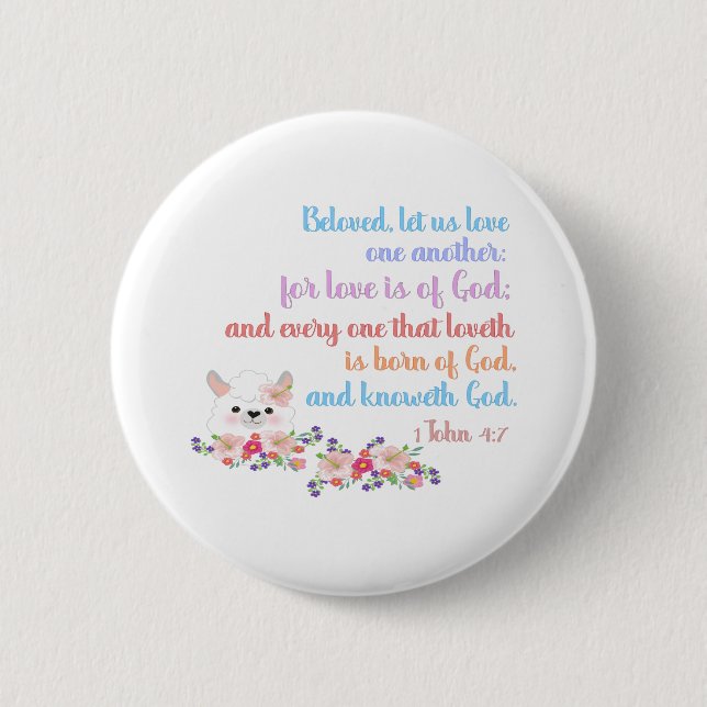 Badge Rond 5 Cm 1Jean4:7 Verset biblique (Devant)