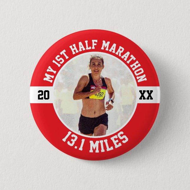 Badge Rond 5 Cm 1st Half Marathon Runner First Running Beginner (Devant)
