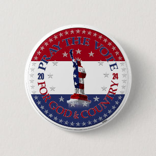 Badge Rond 5 Cm 2024 Priez pour le vote pour Dieu Pays Statue Libe