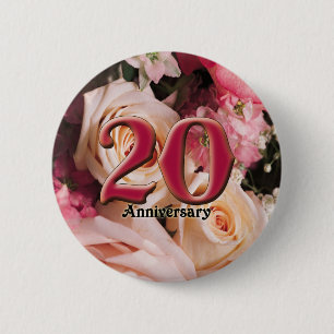 Badge Rond 5 Cm 20ème Boutons d'anniversaire de mariage