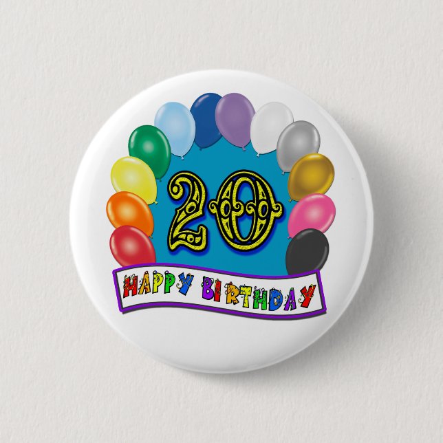 Badge Rond 5 Cm 20ème Cadeaux d'anniversaire avec la conception (Devant)