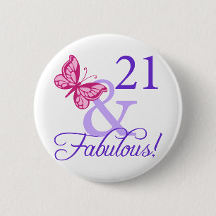 Badge Rond 5 Cm 21 Et Fabuleux anniversaire
