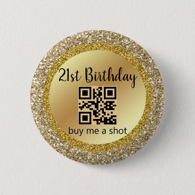 Badge Rond 5 Cm 21e anniversaire, achetez-moi une photo, code qr,  (Devant)