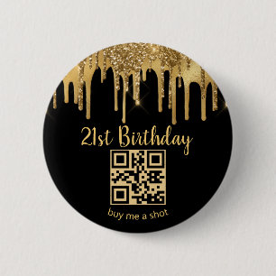 Badge Rond 5 Cm 21e anniversaire, achetez-moi une photo, code qr,