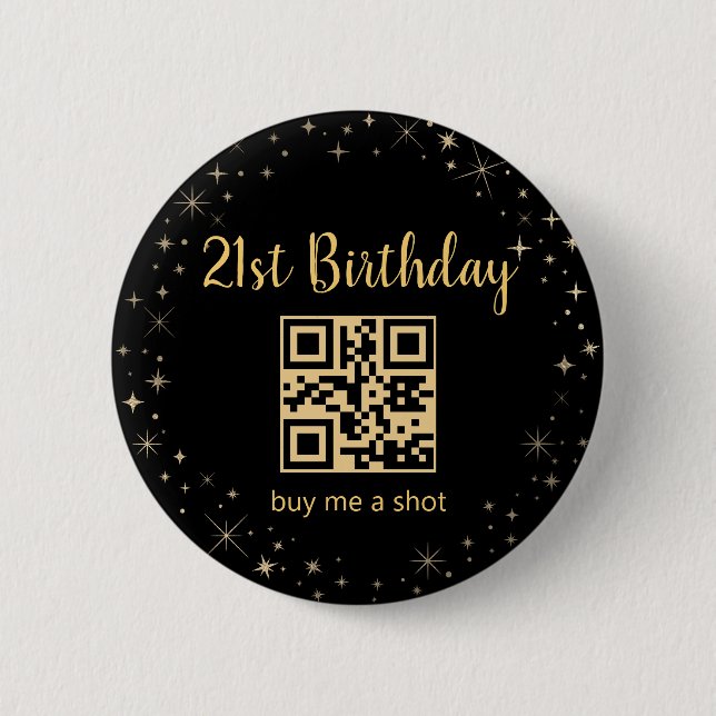Badge Rond 5 Cm 21e anniversaire, achetez-moi une photo, code qr,  (Devant)