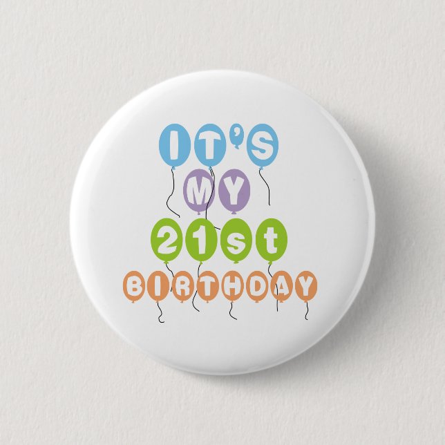 Badge Rond 5 Cm 21ème anniversaire de ballons (Devant)