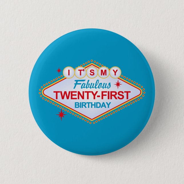 Badge Rond 5 Cm 21ème anniversaire de Las Vegas (Devant)