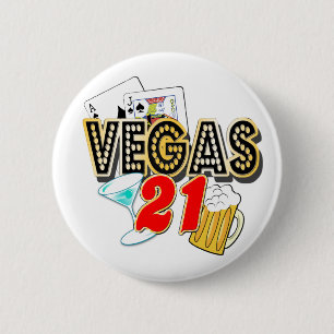 Badge Rond 5 Cm 21ème anniversaire de Vegas