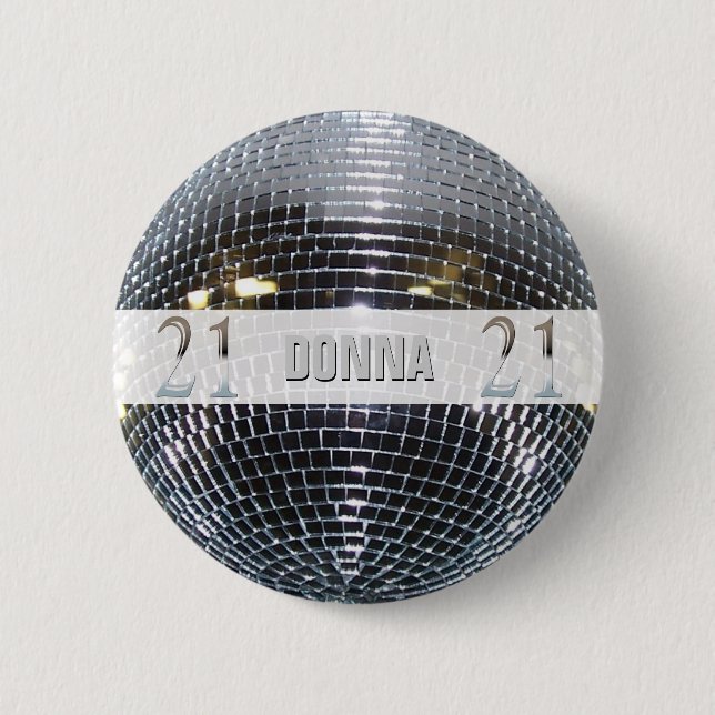 Badge Rond 5 Cm 21ème Argent | numéro 21 d'anniversaire (Devant)