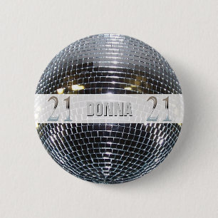 Badge Rond 5 Cm 21ème Argent   numéro 21 d'anniversaire